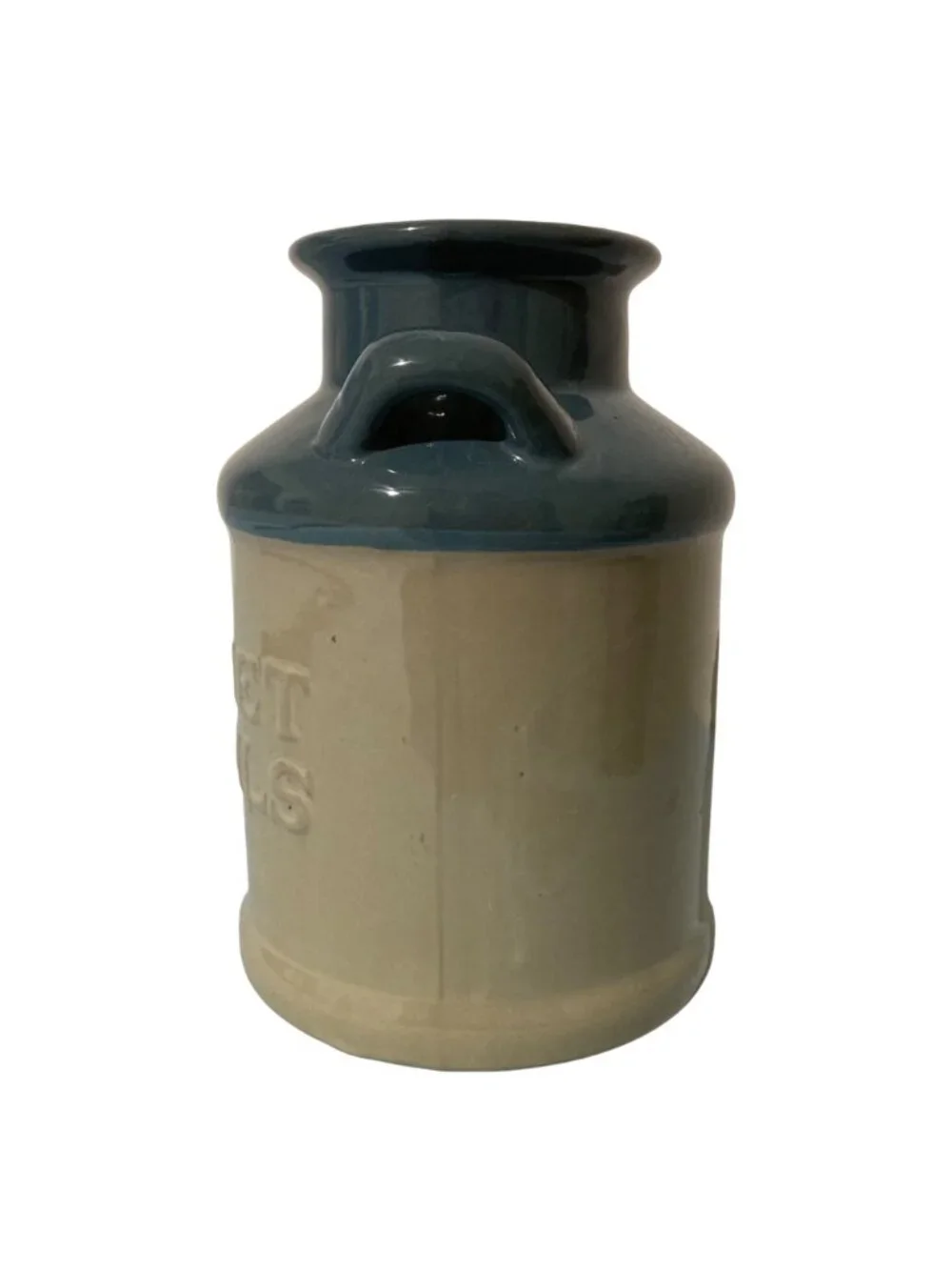 Milk Can Gourmet Utensil Blue Kitchen Redware Container Crock